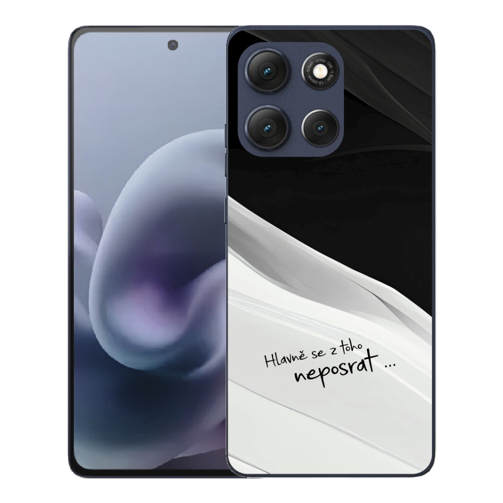 Gelový kryt mmCase na Motorola Moto G86 5G - vtipný text 13 bíločerné pozadí