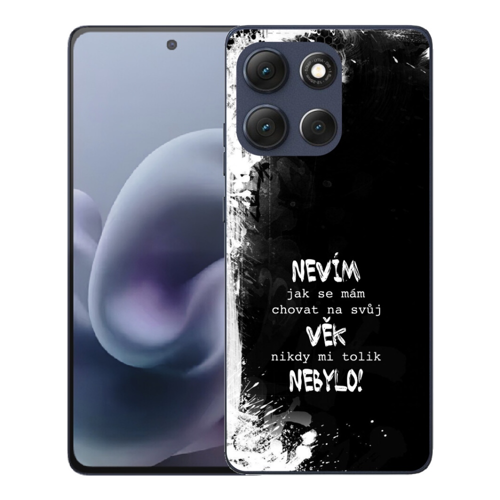 Gelový kryt mmCase na Motorola Moto G86 5G - vtipný text 14 černé pozadí