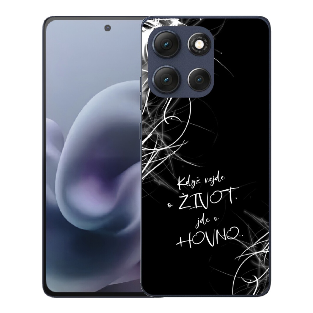 Gelový kryt mmCase na Motorola Moto G86 5G - vtipný text 16 černé pozadí