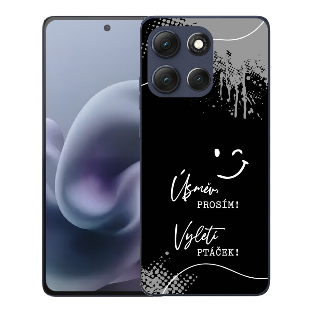 Gelový kryt mmCase na Motorola Moto G86 5G - vtipný text 4 černé pozadí