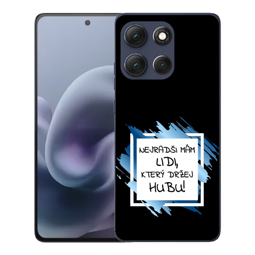 Gelový kryt mmCase na Motorola Moto G86 5G - vtipný text 7 bíločerné pozadí