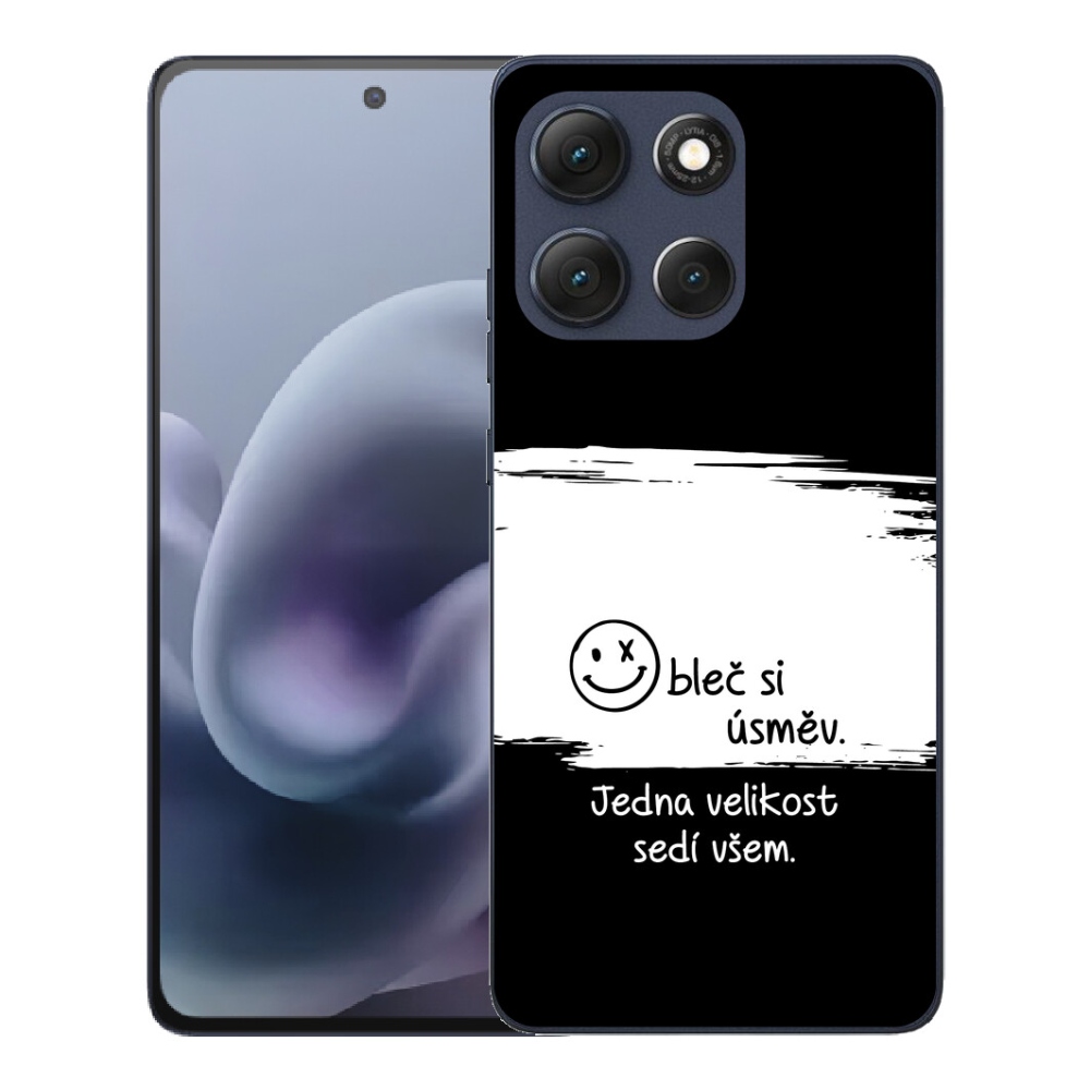 Gelový kryt mmCase na Motorola Moto G86 5G - vtipný text 8 bíločerné pozadí