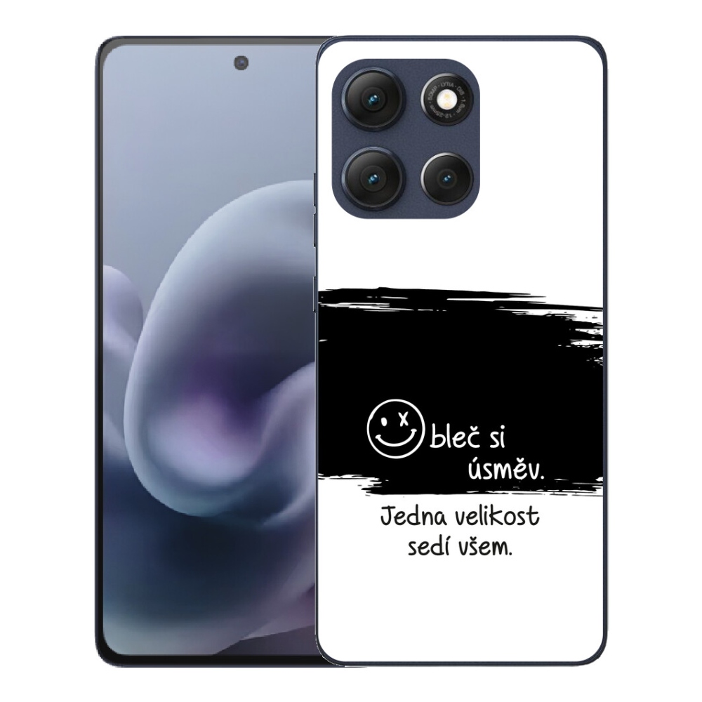 Gelový kryt mmCase na Motorola Moto G86 5G - vtipný text 8 černobílé pozadí