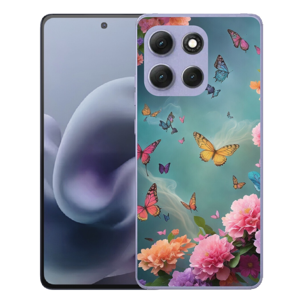 Gelový kryt mmCase na Motorola Moto G86 Power 5G - barevné květy a motýli