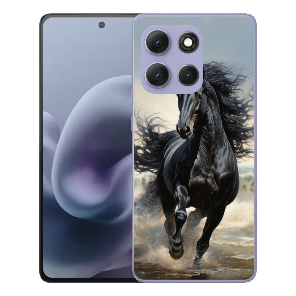 Gelový kryt mmCase na Motorola Moto G86 Power 5G - běžící černý kůň