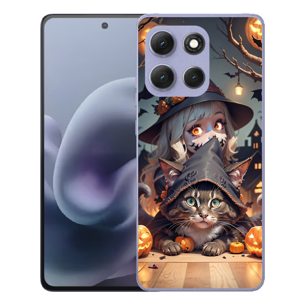 Gelový kryt mmCase na Motorola Moto G86 Power 5G - čarodějnice s kočkou