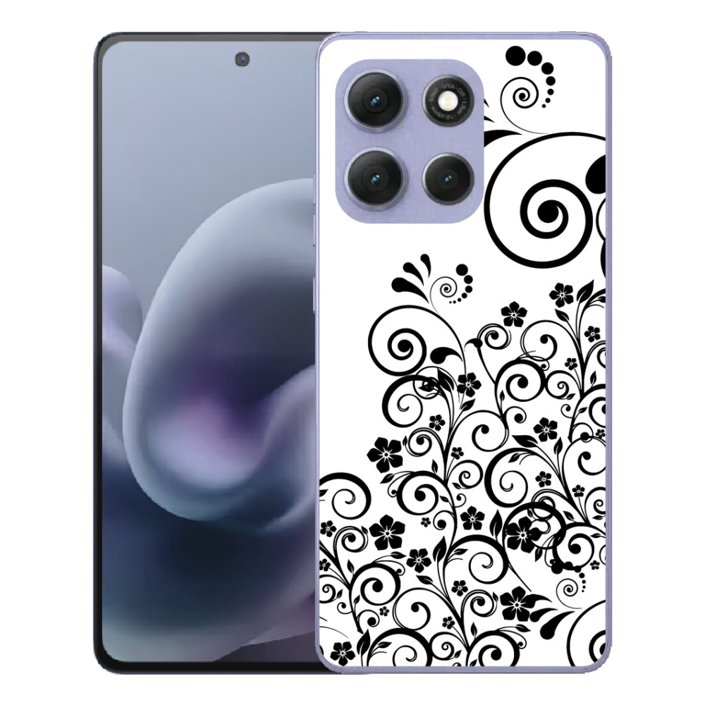 Gelový kryt mmCase na Motorola Moto G86 Power 5G - černobílé květinové vzory