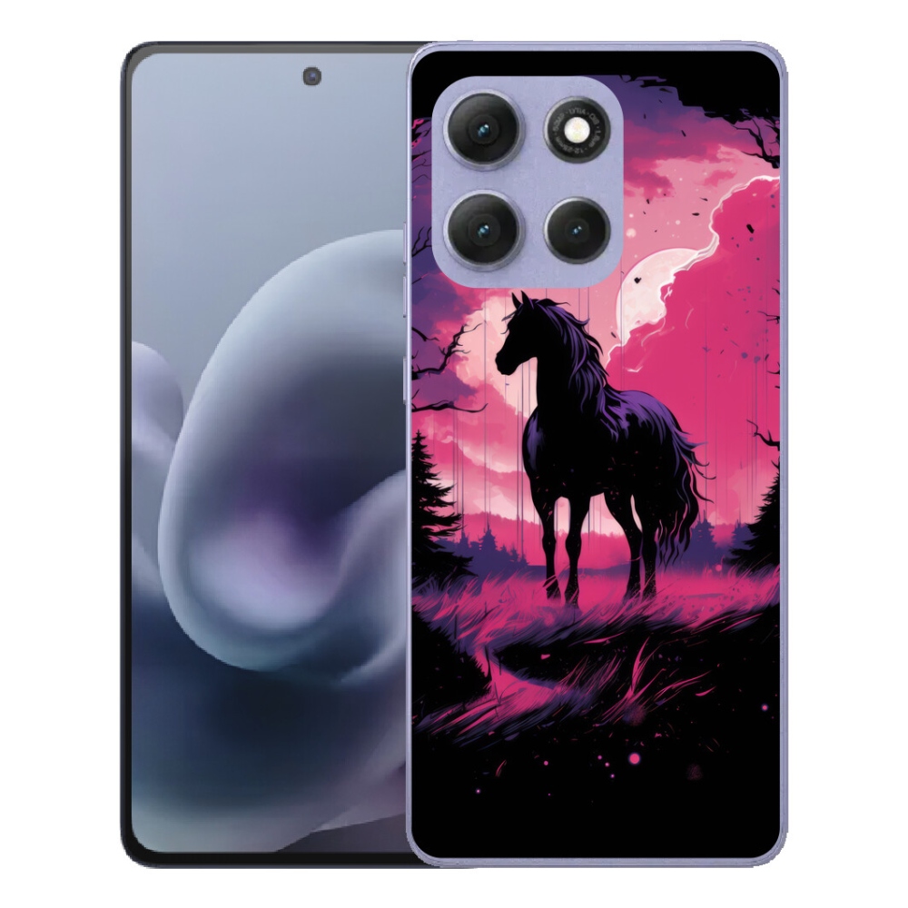 Gelový kryt mmCase na Motorola Moto G86 Power 5G - černý kreslený kůň 1