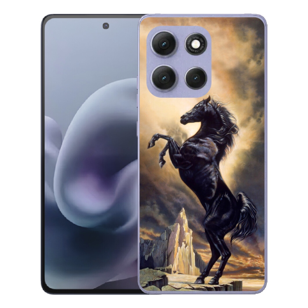 Gelový kryt mmCase na Motorola Moto G86 Power 5G - černý kreslený kůň