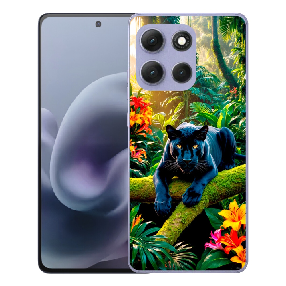 Gelový kryt mmCase na Motorola Moto G86 Power 5G - černý panter v džungli