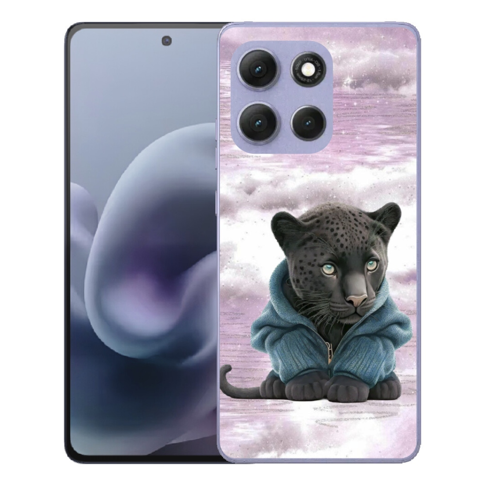 Gelový kryt mmCase na Motorola Moto G86 Power 5G - černý panter ve svetru