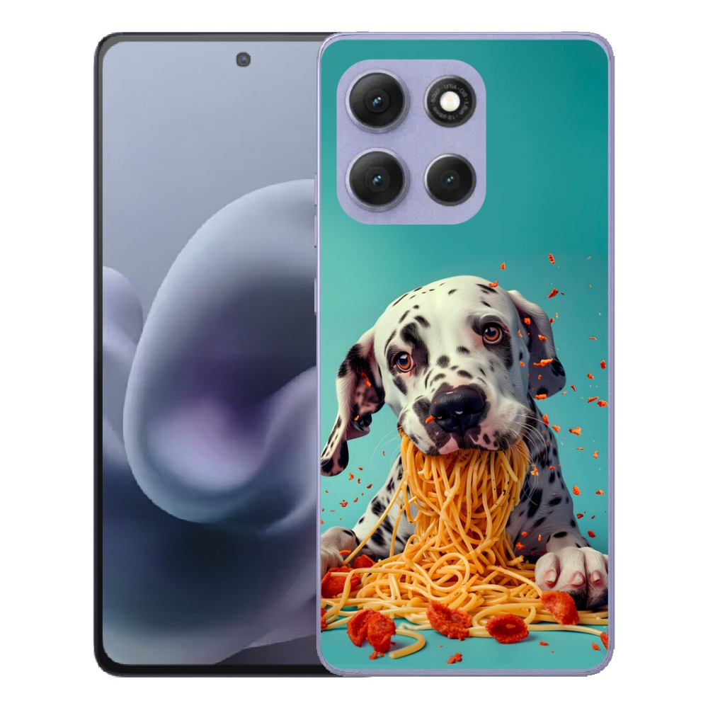 Gelový kryt mmCase na Motorola Moto G86 Power 5G - dalmatin a špagety