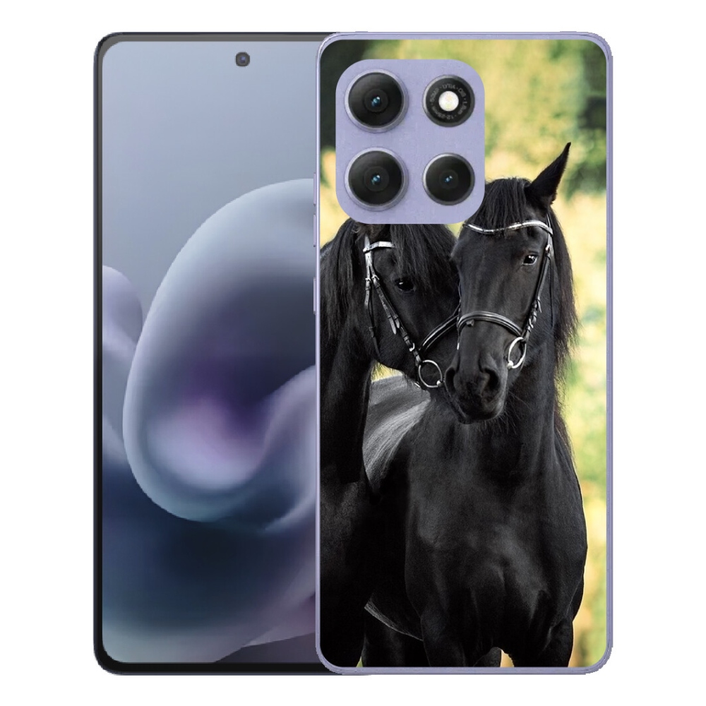 Gelový kryt mmCase na Motorola Moto G86 Power 5G - dva černí koně