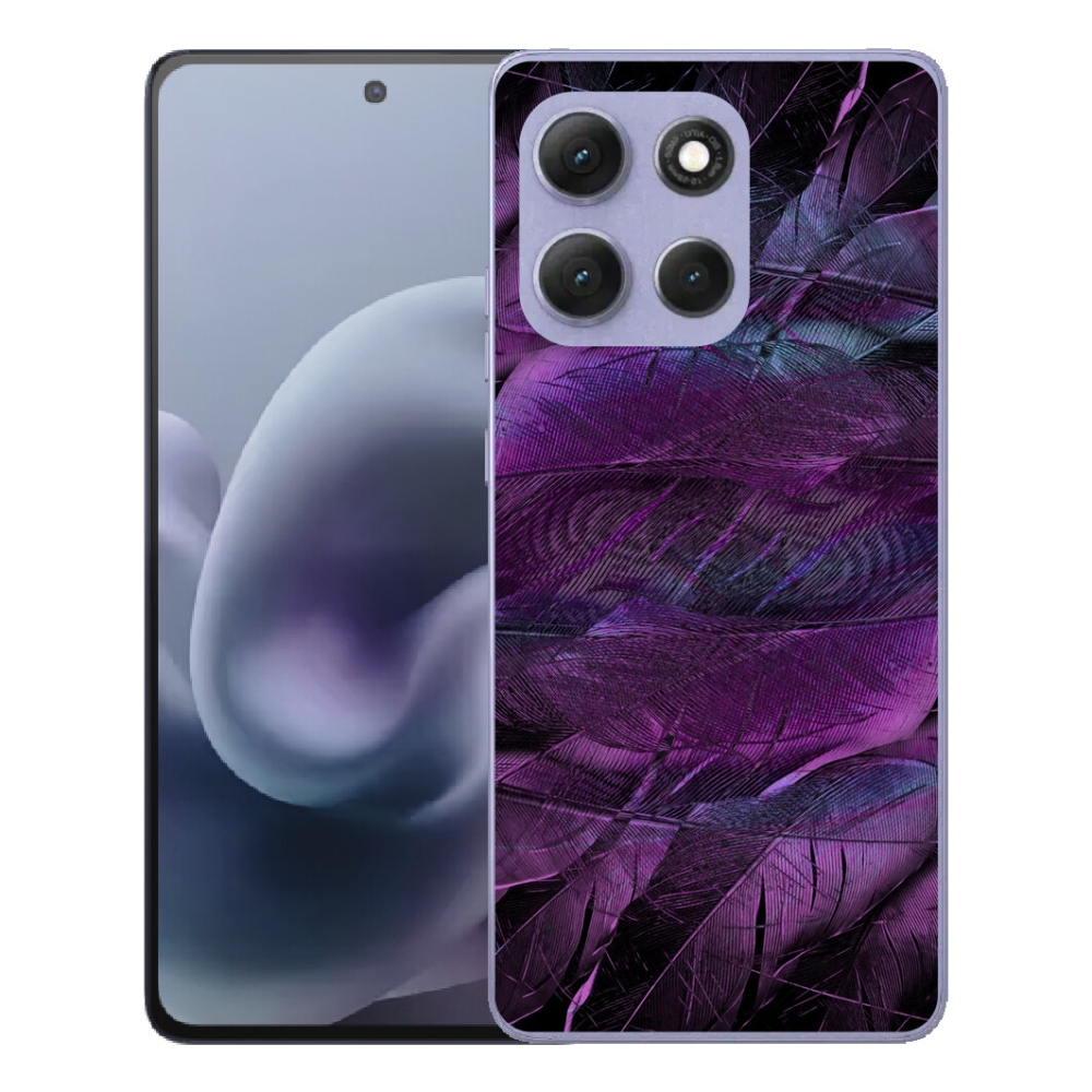 Gelový kryt mmCase na Motorola Moto G86 Power 5G - fialová pírka