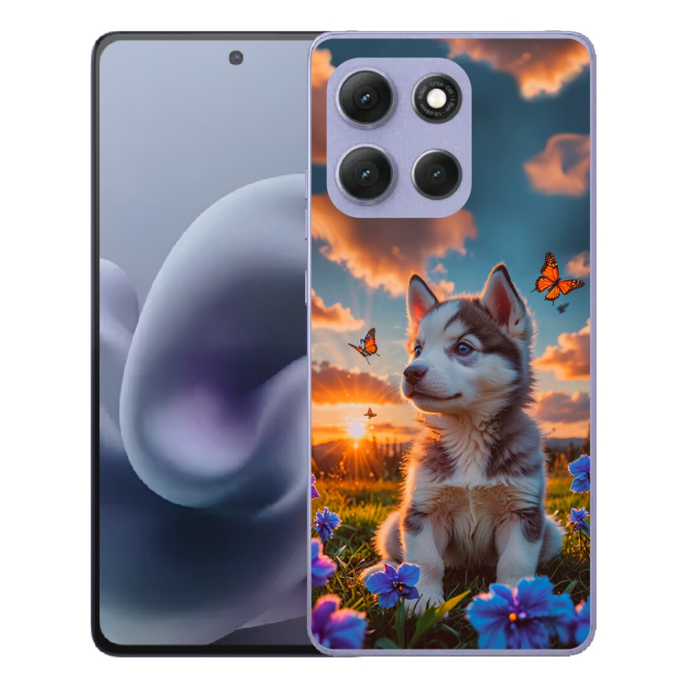 Gelový kryt mmCase na Motorola Moto G86 Power 5G - husky při západu slunce