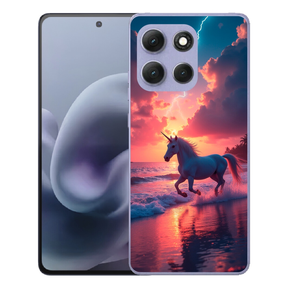 Gelový kryt mmCase na Motorola Moto G86 Power 5G - jednorožec na pláži