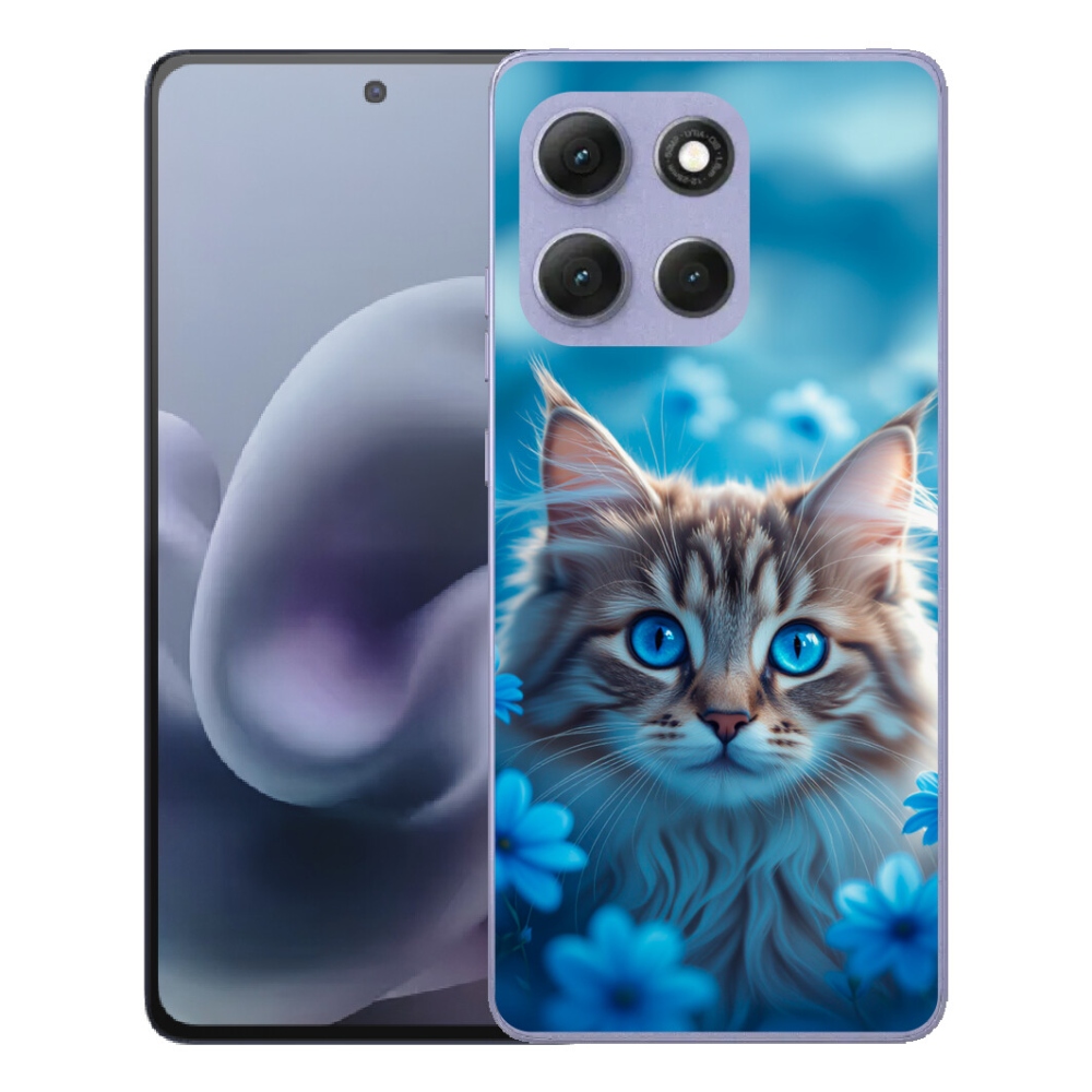 Gelový kryt mmCase na Motorola Moto G86 Power 5G - koťátko v modrých květech