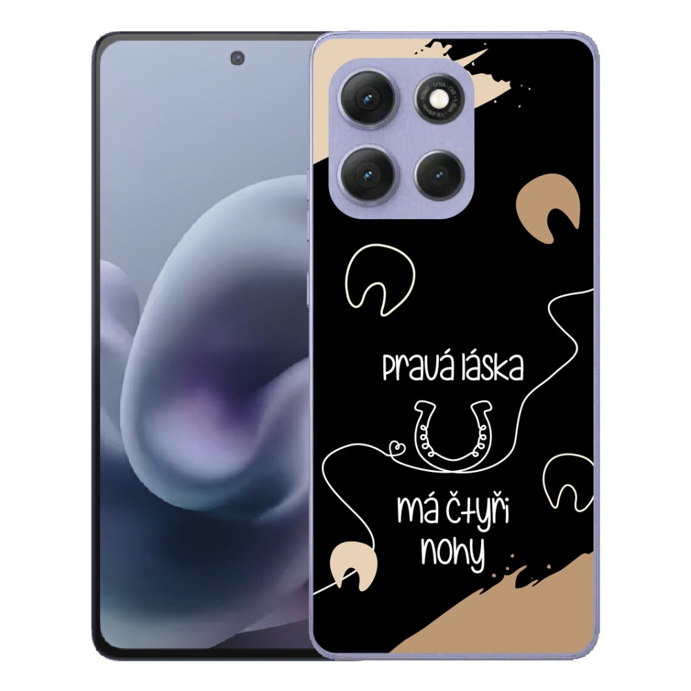 Gelový kryt mmCase na Motorola Moto G86 Power 5G - koňský motiv černé pozadí