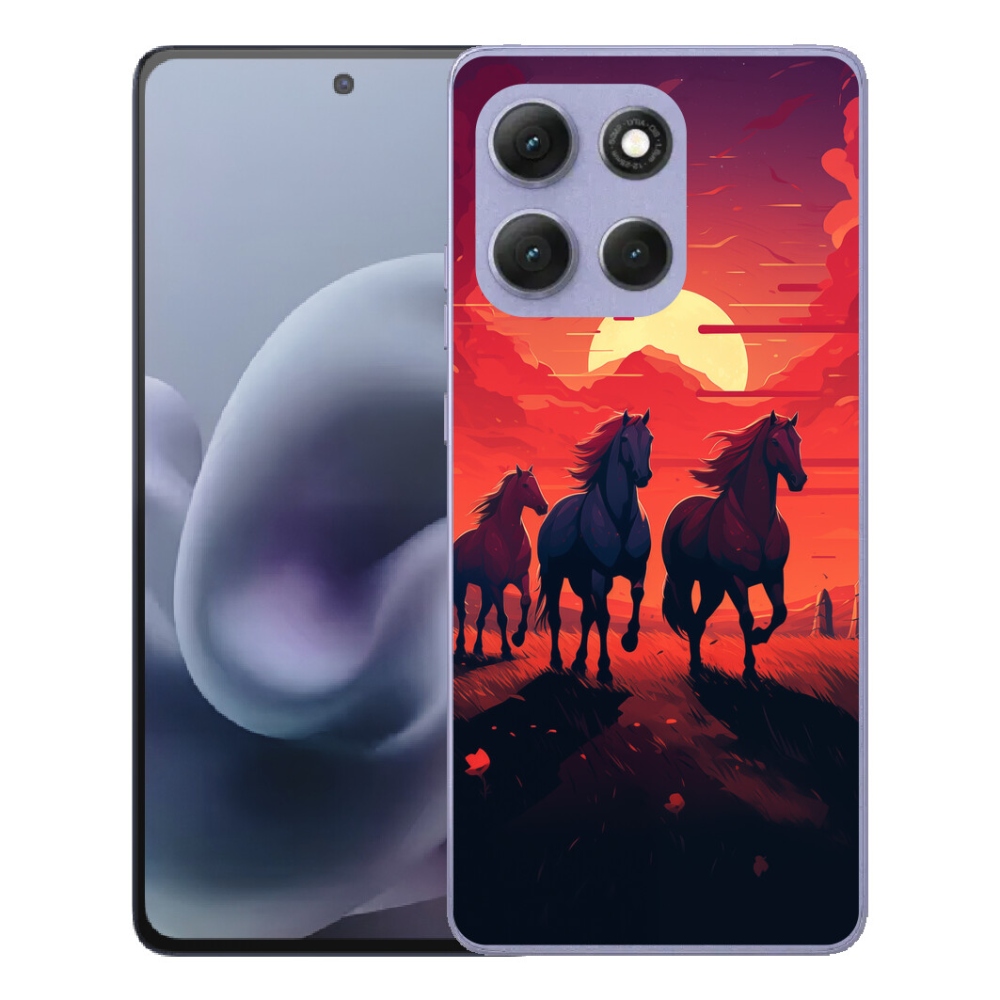 Gelový kryt mmCase na Motorola Moto G86 Power 5G - koně a západ slunce