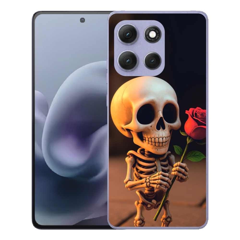 Gelový kryt mmCase na Motorola Moto G86 Power 5G - kostlivec s růží