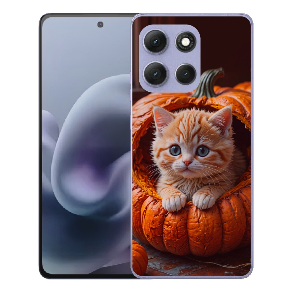 Gelový kryt mmCase na Motorola Moto G86 Power 5G - kotě a dýně 2