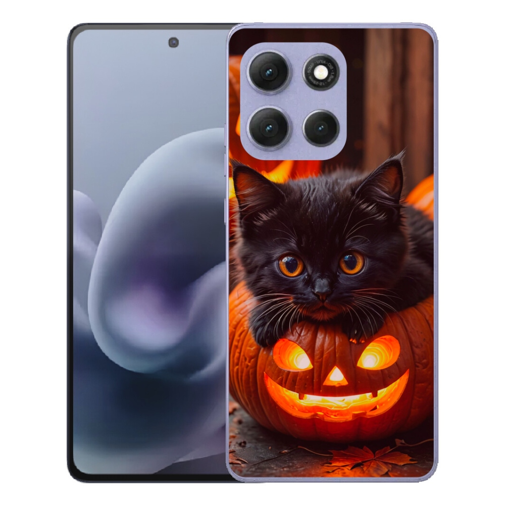 Gelový kryt mmCase na Motorola Moto G86 Power 5G - kotě a dýně
