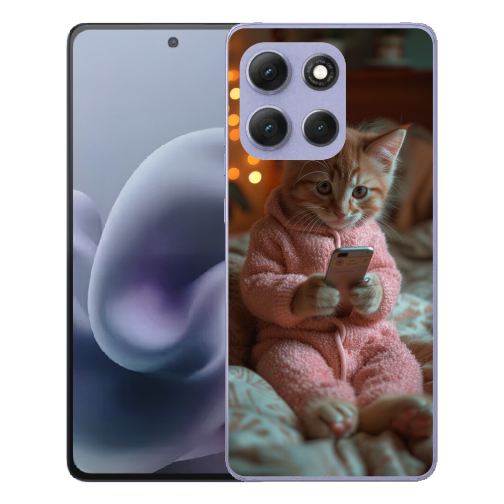 Gelový kryt mmCase na Motorola Moto G86 Power 5G - kotě s mobilem