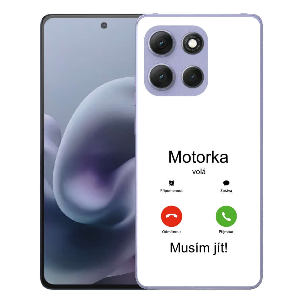 Gelový kryt mmCase na Motorola Moto G86 Power 5G - motorka volá bílé pozadí