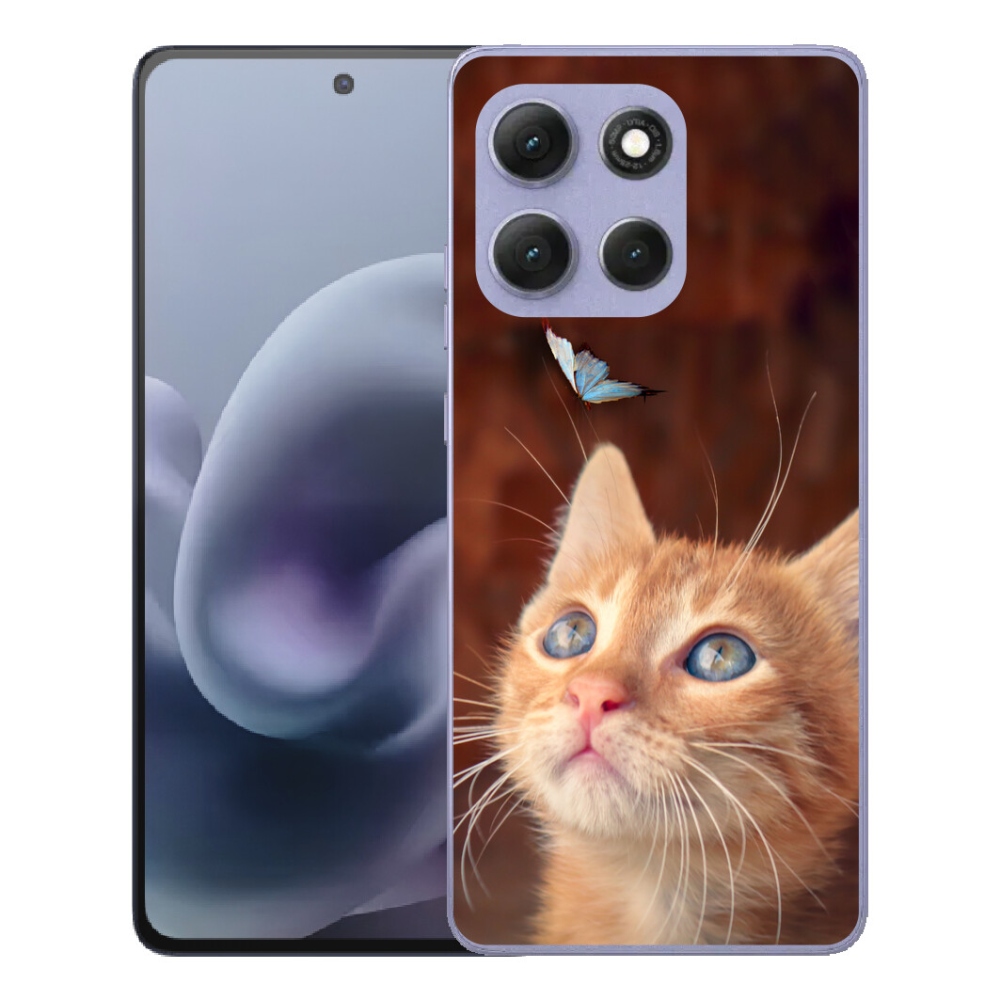Gelový kryt mmCase na Motorola Moto G86 Power 5G - motýl a kotě