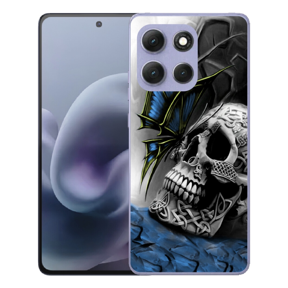 Gelový kryt mmCase na Motorola Moto G86 Power 5G - motýl a lebka