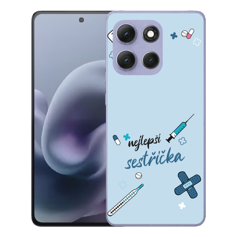 Gelový kryt mmCase na Motorola Moto G86 Power 5G - nejlepší sestřička modré pozadí