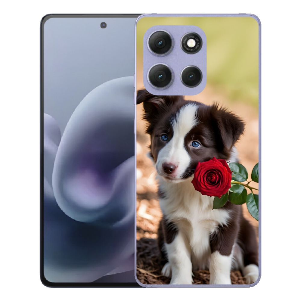 Gelový kryt mmCase na Motorola Moto G86 Power 5G - roztomilá border kolie s růží