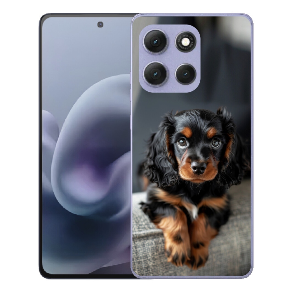 Gelový kryt mmCase na Motorola Moto G86 Power 5G - roztomilý dlouhosrstý jezevčík
