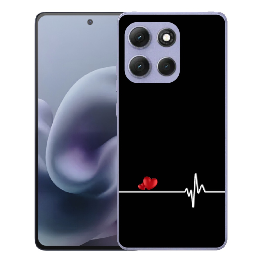 Gelový kryt mmCase na Motorola Moto G86 Power 5G - srdce a tep černé pozadí