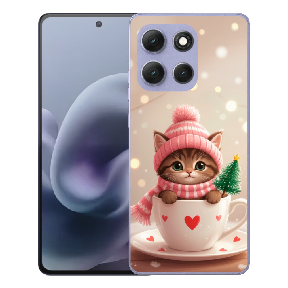 Gelový kryt mmCase na Motorola Moto G86 Power 5G - vánoční kotě v hrnku