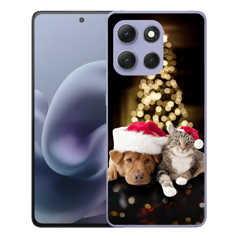 Gelový kryt mmCase na Motorola Moto G86 Power 5G - vánoční pes a kočka