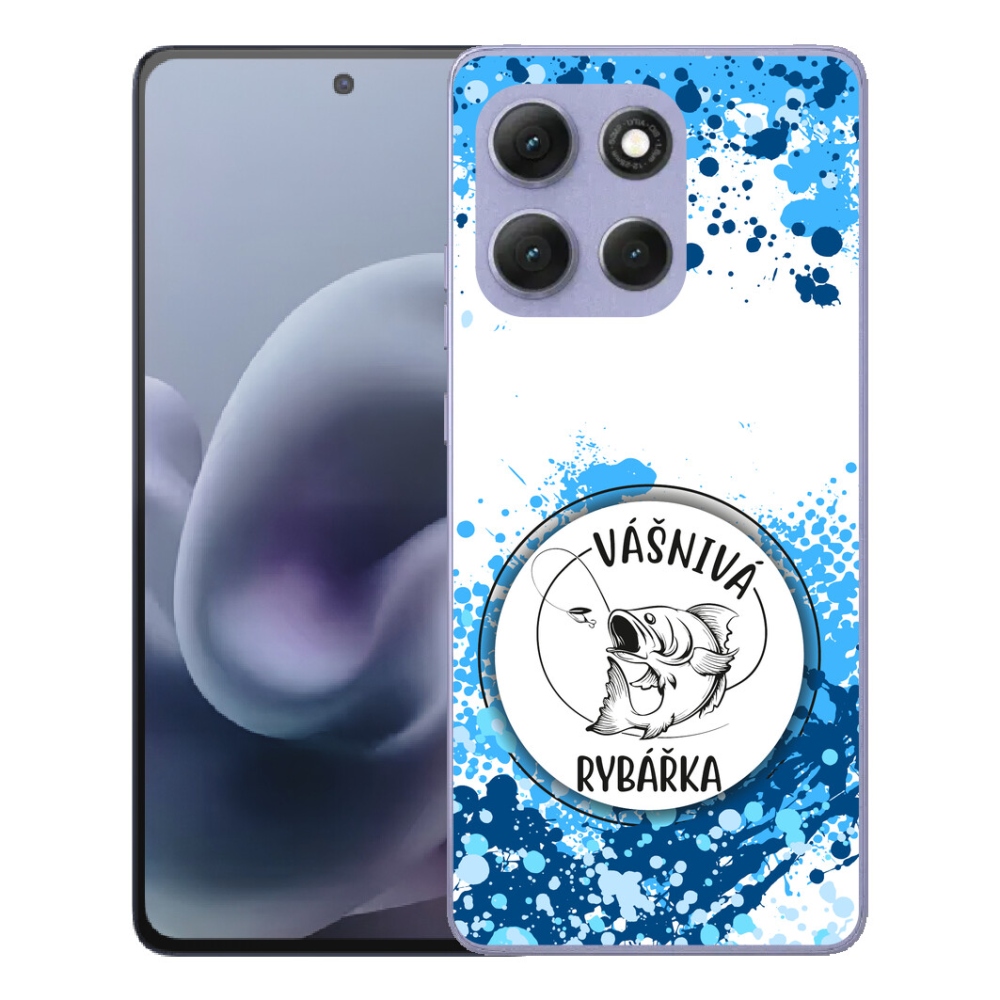 Gelový kryt mmCase na Motorola Moto G86 Power 5G - vášnivá rybářka bílé pozadí