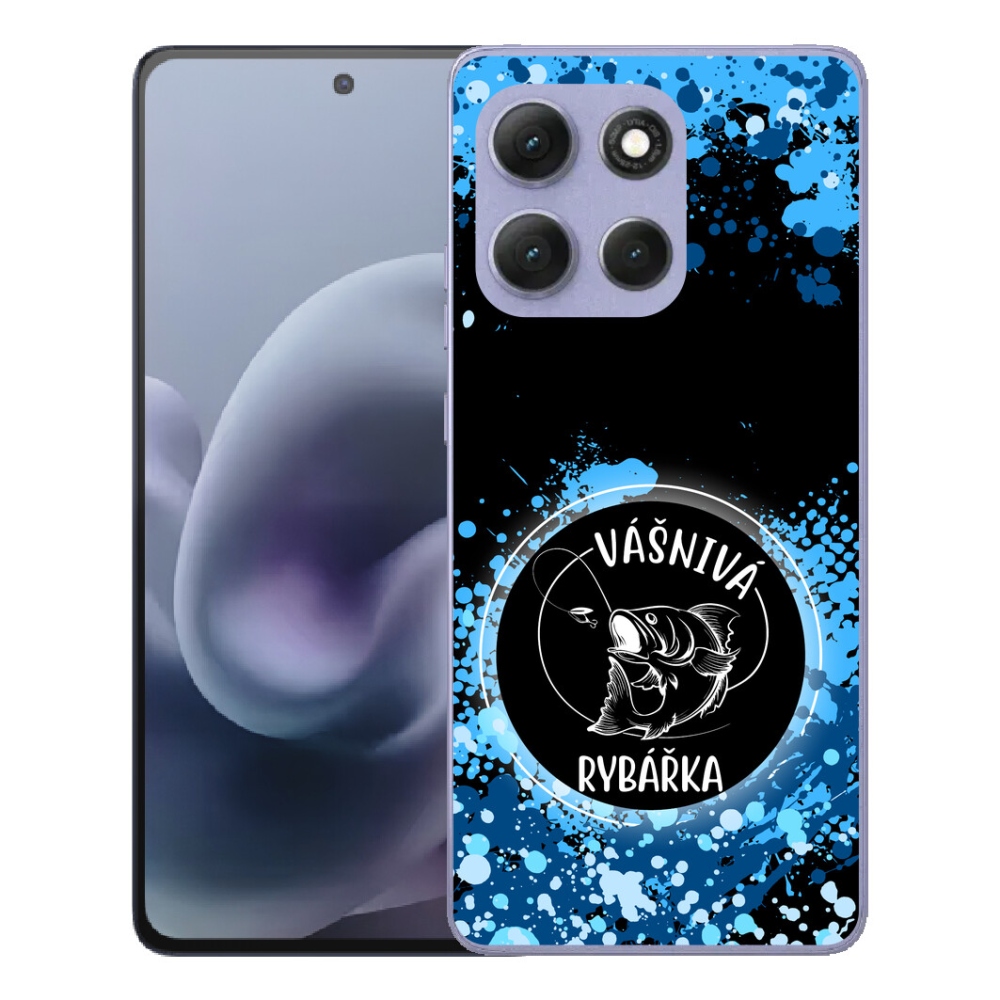 Gelový kryt mmCase na Motorola Moto G86 Power 5G - vášnivá rybářka černé pozadí