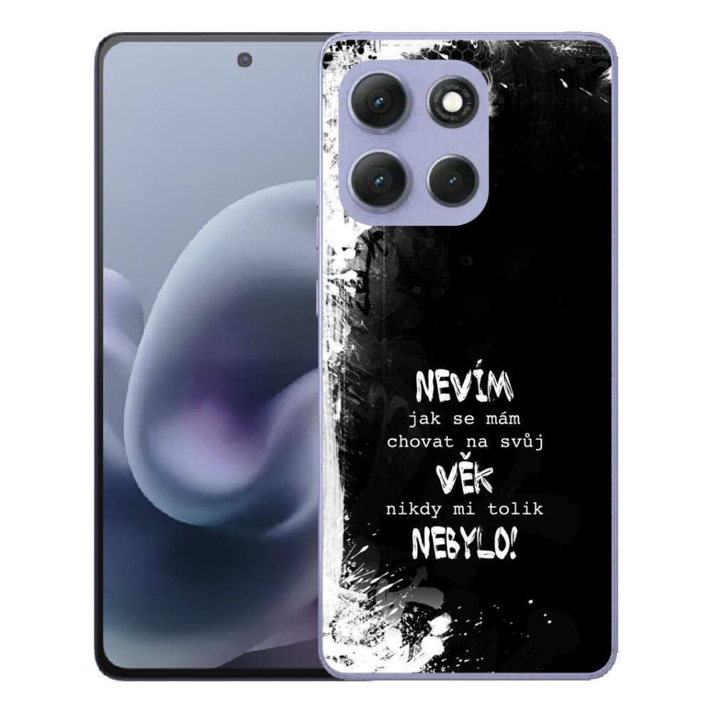 Gelový kryt mmCase na Motorola Moto G86 Power 5G - vtipný text 14 černé pozadí