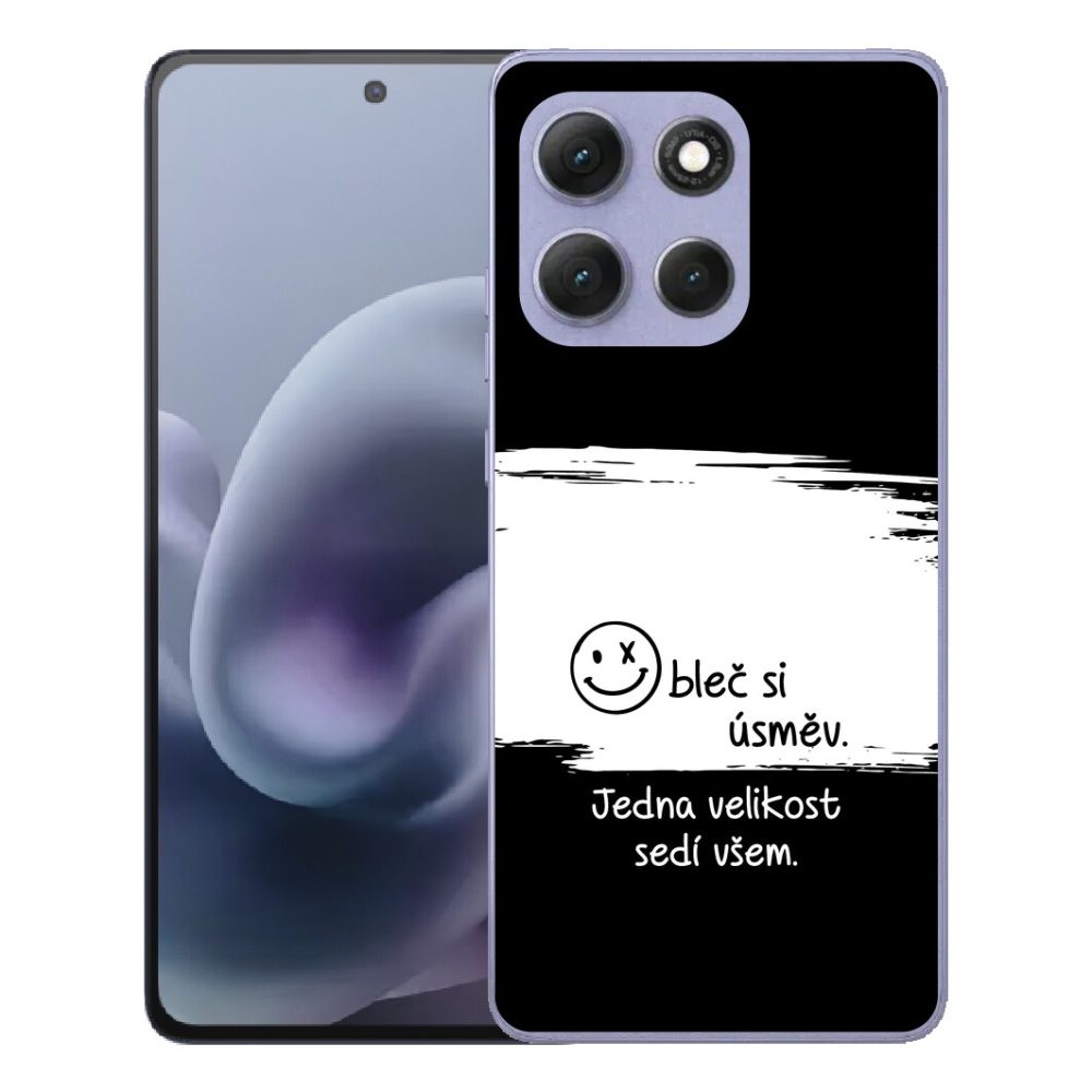 Gelový kryt mmCase na Motorola Moto G86 Power 5G - vtipný text 8 bíločerné pozadí