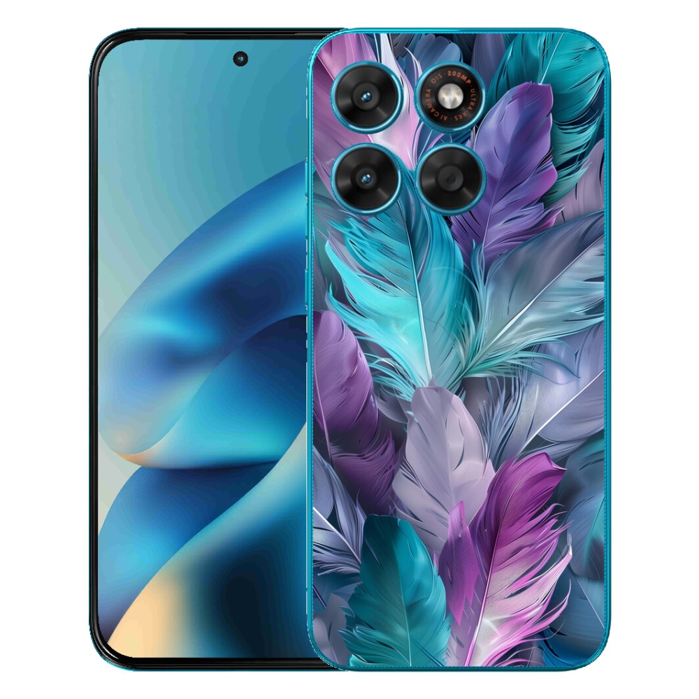 Gelový kryt mmCase na Motorola Moto G87/G77/G67 - barevné peří 2