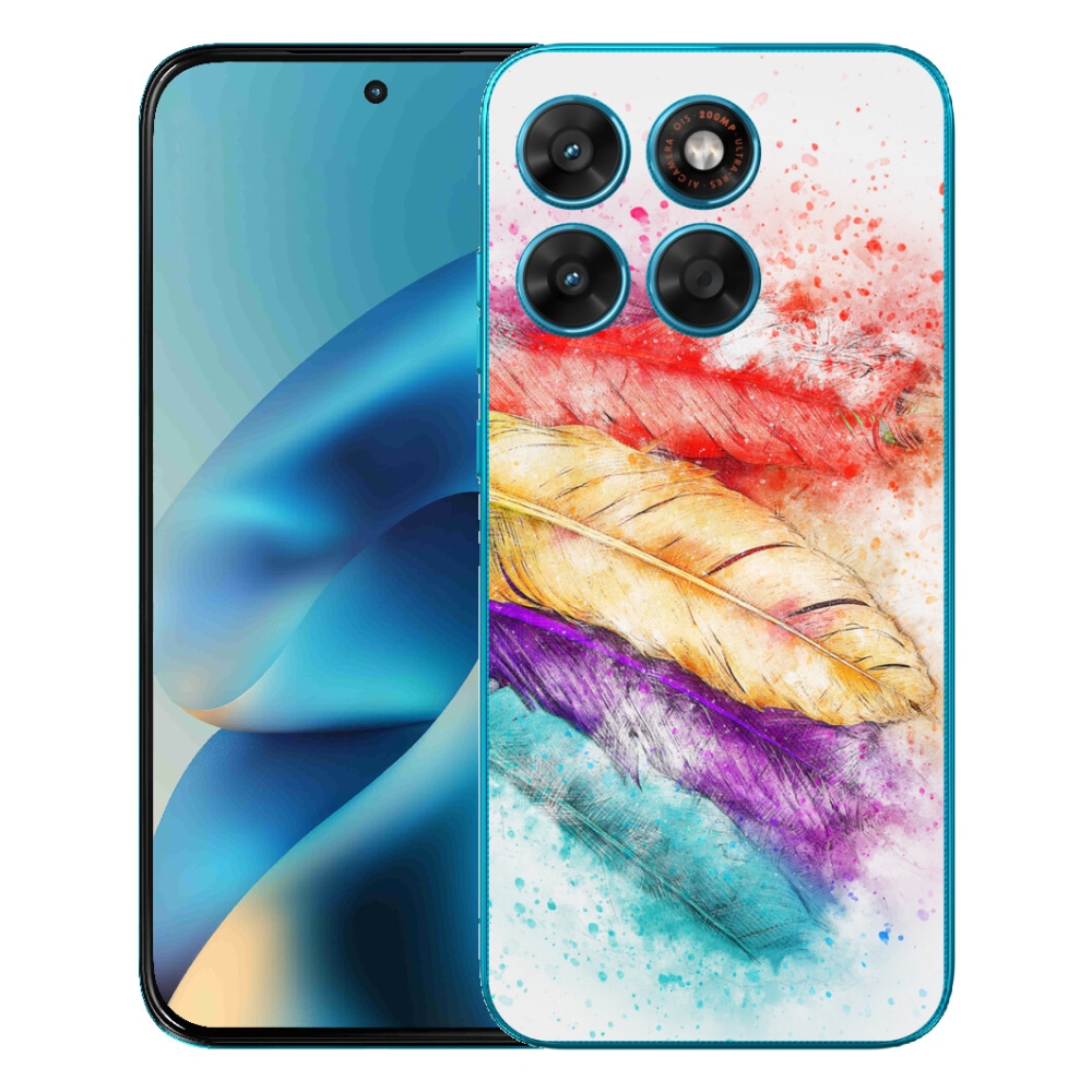 Gelový kryt mmCase na Motorola Moto G87/G77/G67 - barevné peří