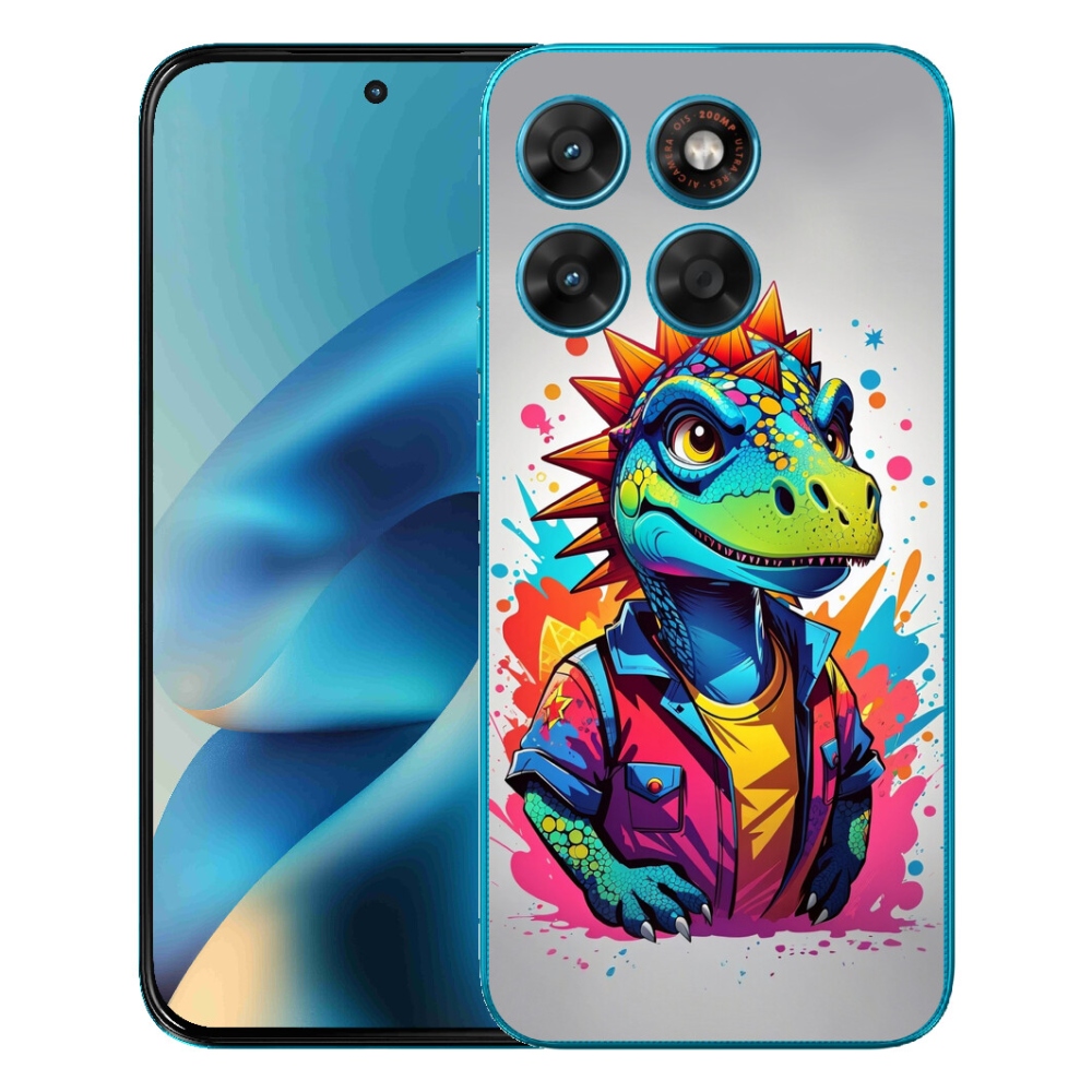 Gelový kryt mmCase na Motorola Moto G87/G77/G67 - barevný dinosaurus