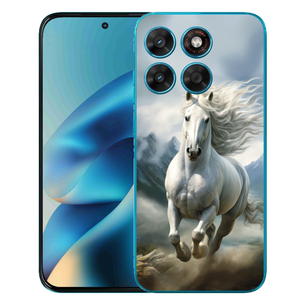 Gelový kryt mmCase na Motorola Moto G87/G77/G67 - běžící bílý kůň 3