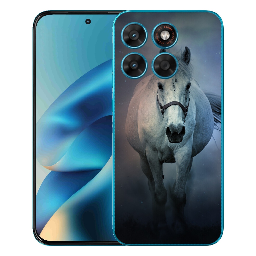 Gelový kryt mmCase na Motorola Moto G87/G77/G67 - běžící bílý kůň