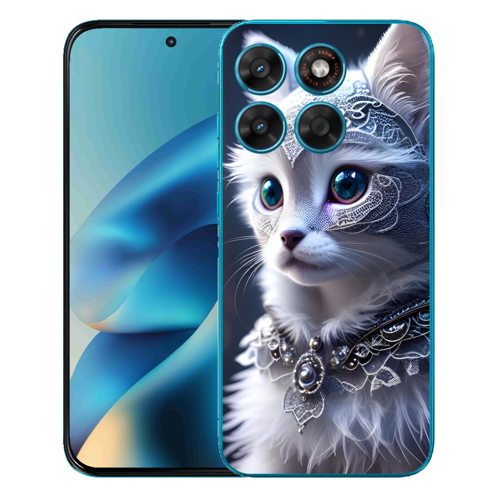 Gelový kryt mmCase na Motorola Moto G87/G77/G67 - bílá kočka