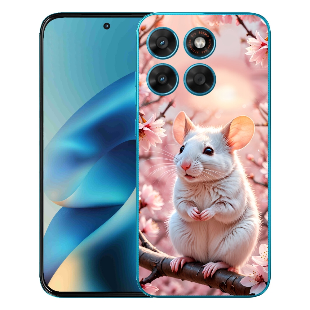 Gelový kryt mmCase na Motorola Moto G87/G77/G67 - bílá myš na větvi