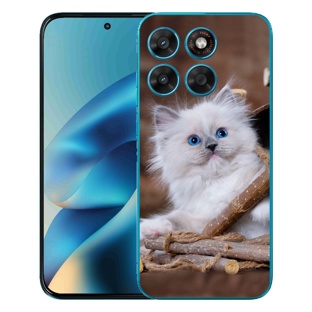 Gelový kryt mmCase na Motorola Moto G87/G77/G67 - bílé kotě