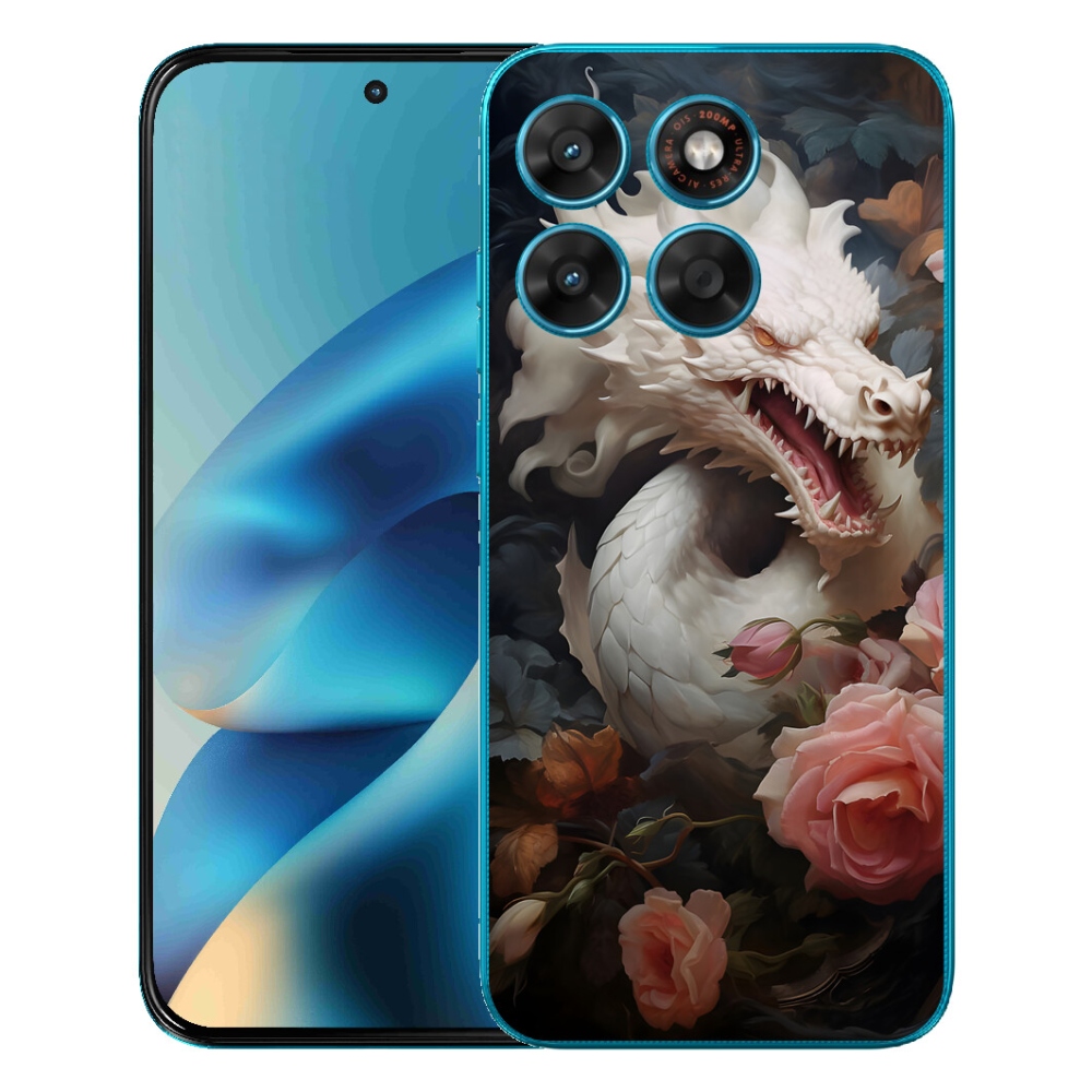 Gelový kryt mmCase na Motorola Moto G87/G77/G67 - bílý drak