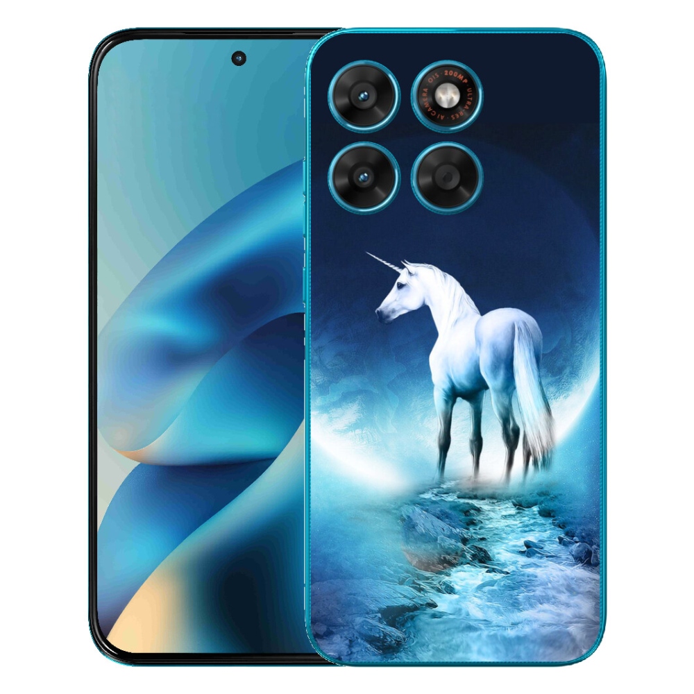 Gelový kryt mmCase na Motorola Moto G87/G77/G67 - bílý jednorožec